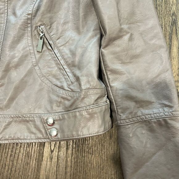 Apt 9 Taupe Faux Leather Motorcycle Jacket Size M - Picture 2 of 8